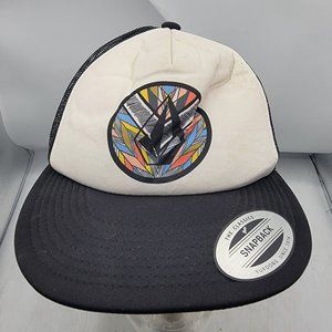Volcom Tidal Motion White Black Trucker Hat Mesh Back Casual Outdoors Comfort
